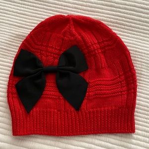 Kate Spade Red Beanie with bow